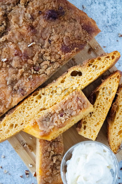 Semi-Exclusive Sweet Potato Focaccia on concrete