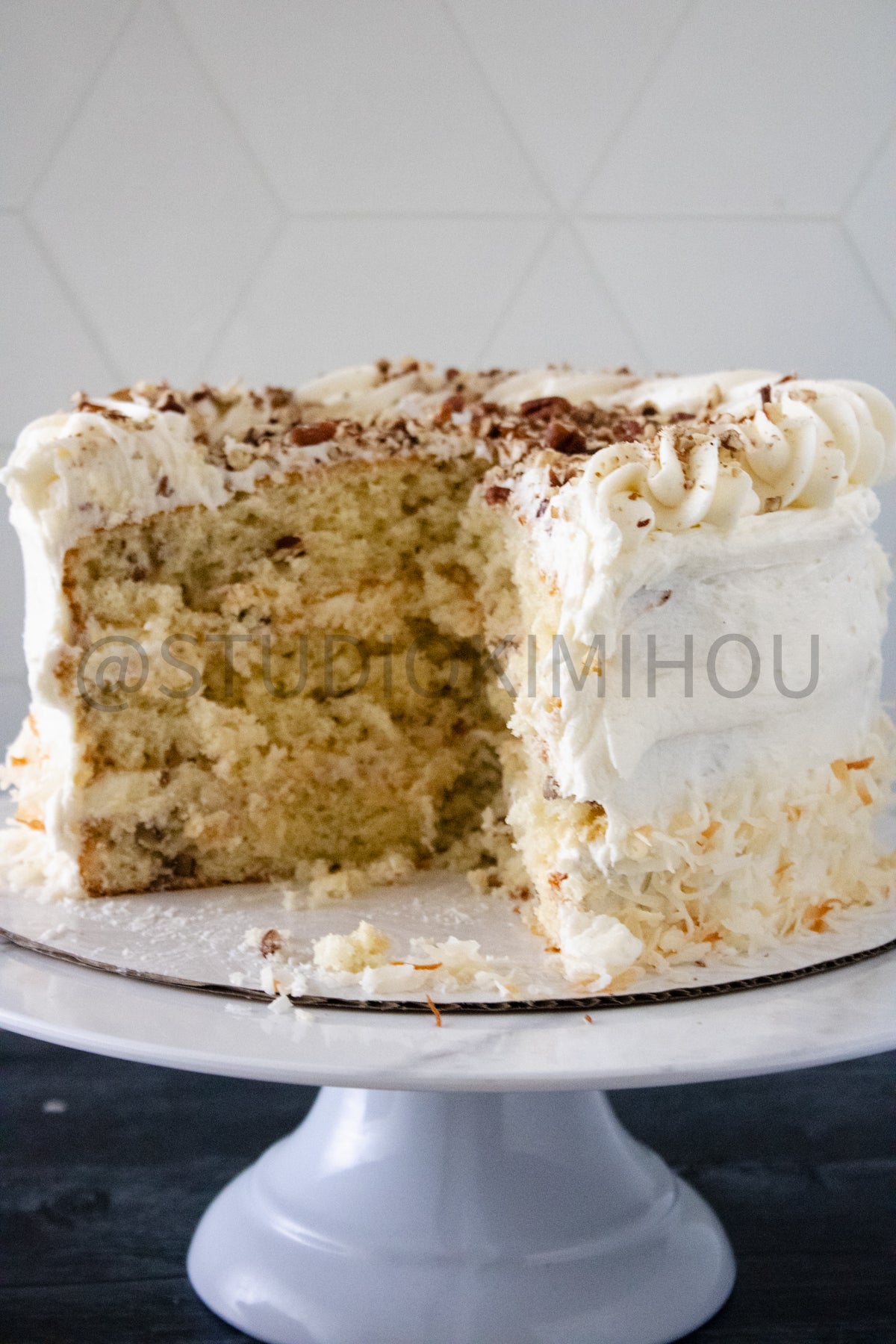 Semi-Exclusive Italian Cream Cake on Weathered Wood