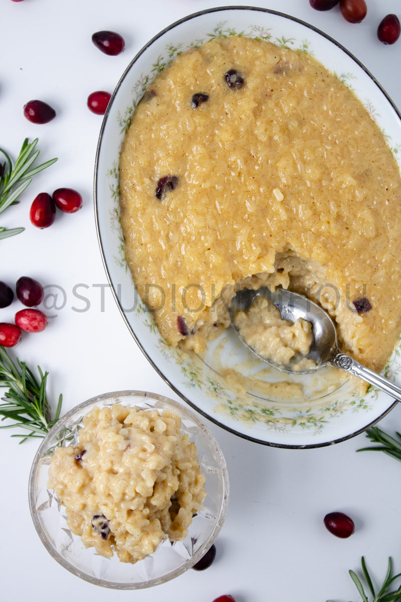 Semi-Exclusive Stove Top Rice Pudding on White