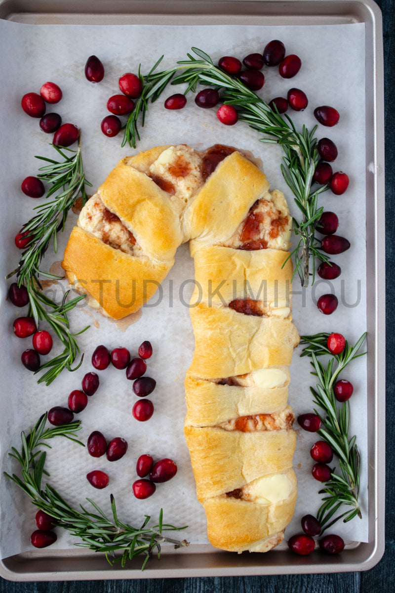 Semi-Exclusive Candy Cane Pastry on Weathered Wood