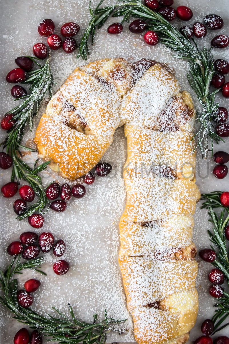 Semi-Exclusive Candy Cane Pastry on Weathered Wood