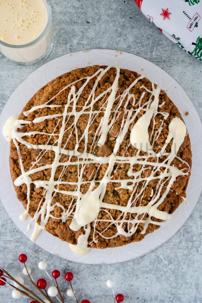 Semi-Exclusive Eggnog Coffee Cake on Concrete