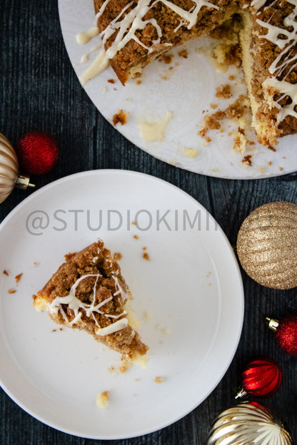 Semi-Exclusive Eggnog Coffee Cake on Weathered Wood