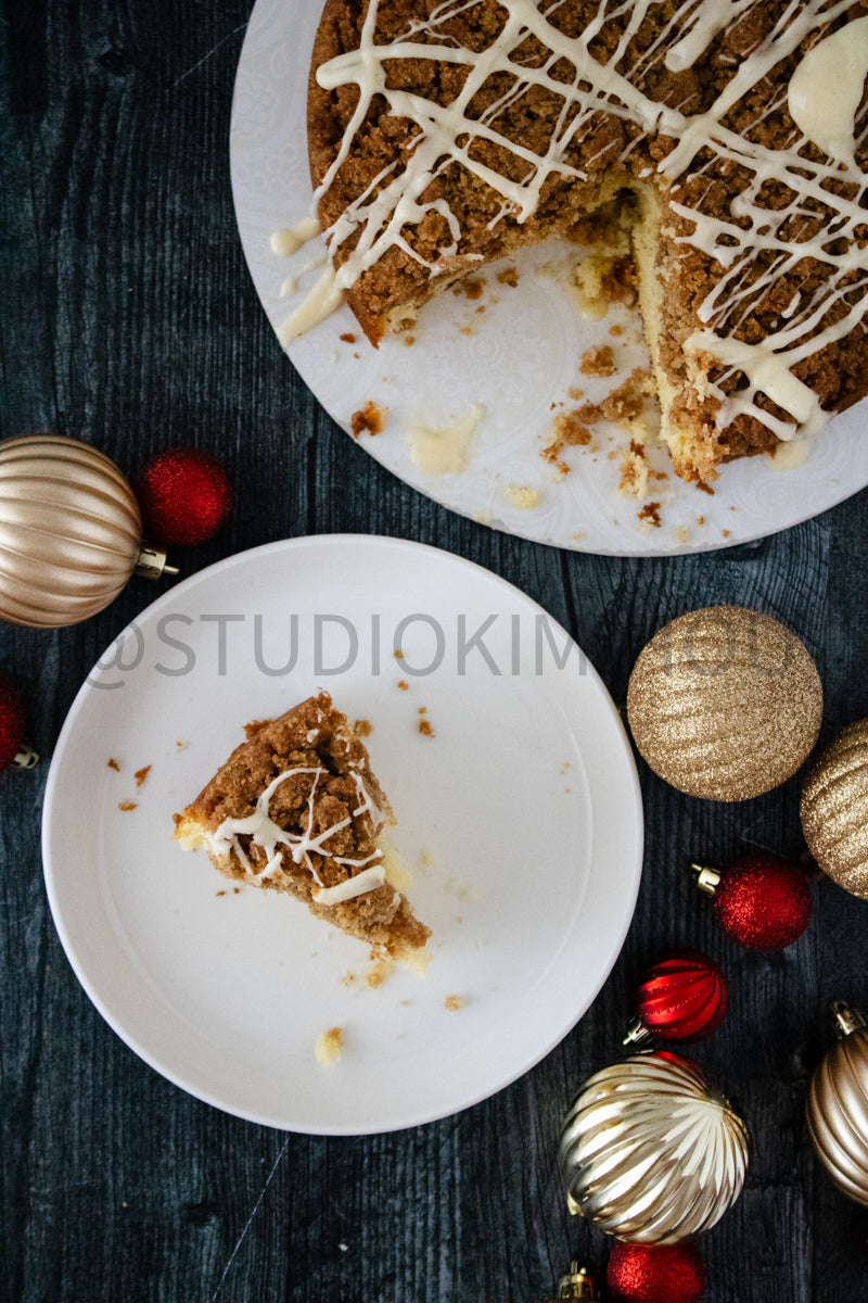 Semi-Exclusive Eggnog Coffee Cake on Weathered Wood