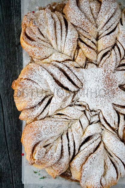 Semi-Exclusive Cinnamon Roll Snowflake on Weathered Wood