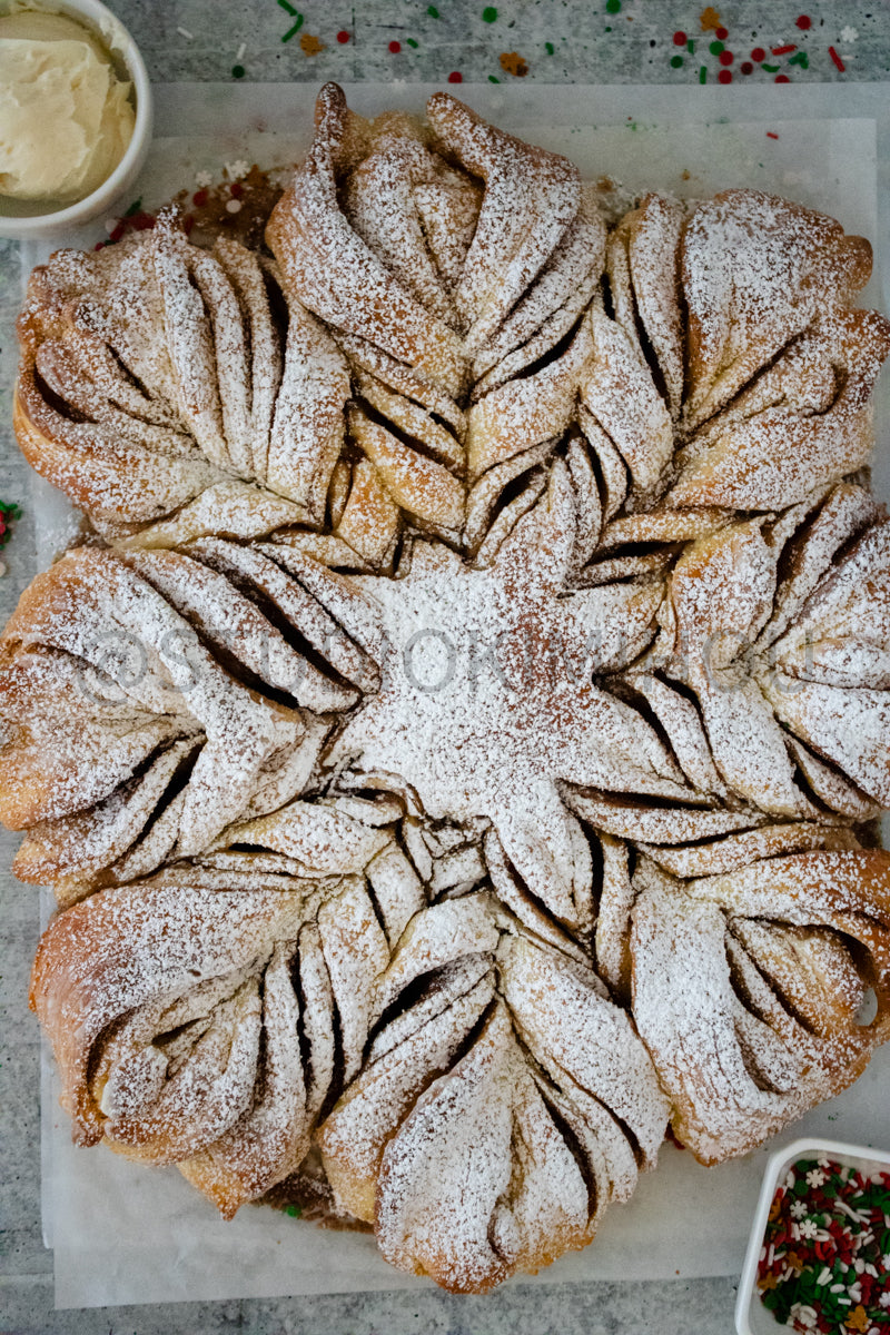 Semi-Exclusive Cinnamon Roll Snowflake on Concrete