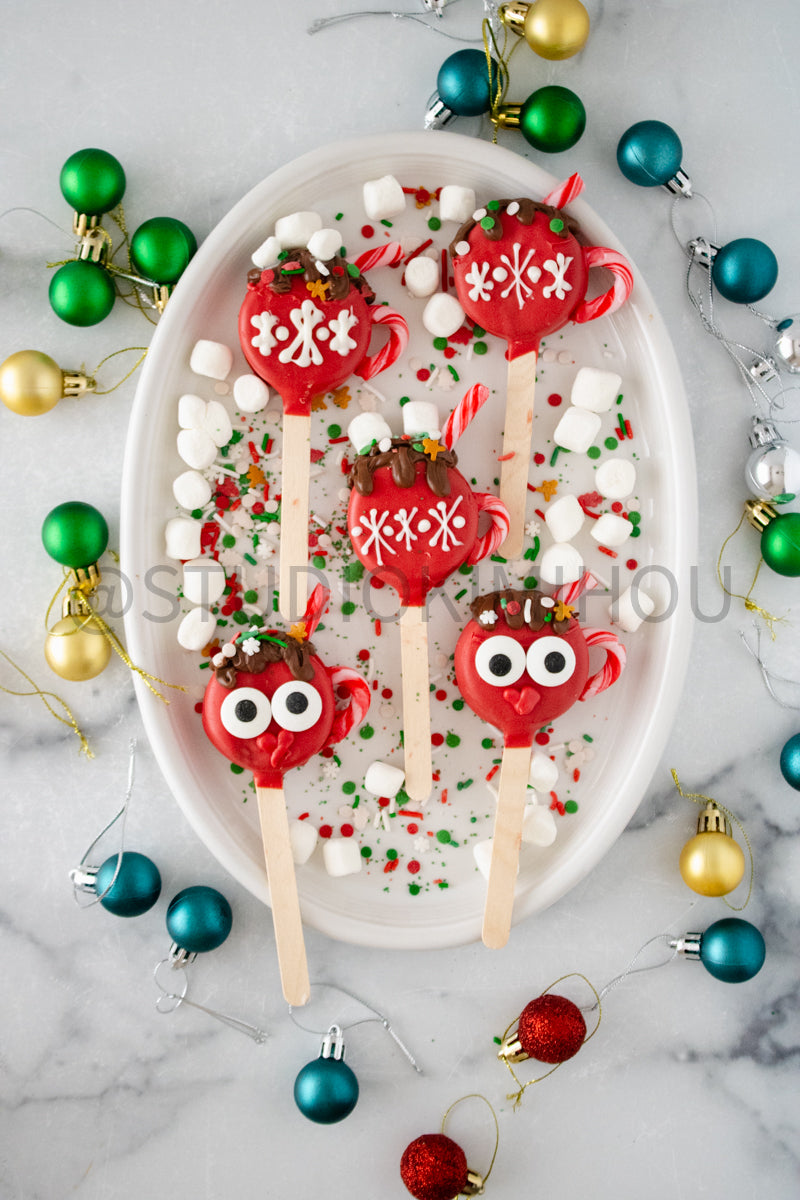 Semi-Exclusive Hot Cocoa Oreo Pop on Marble