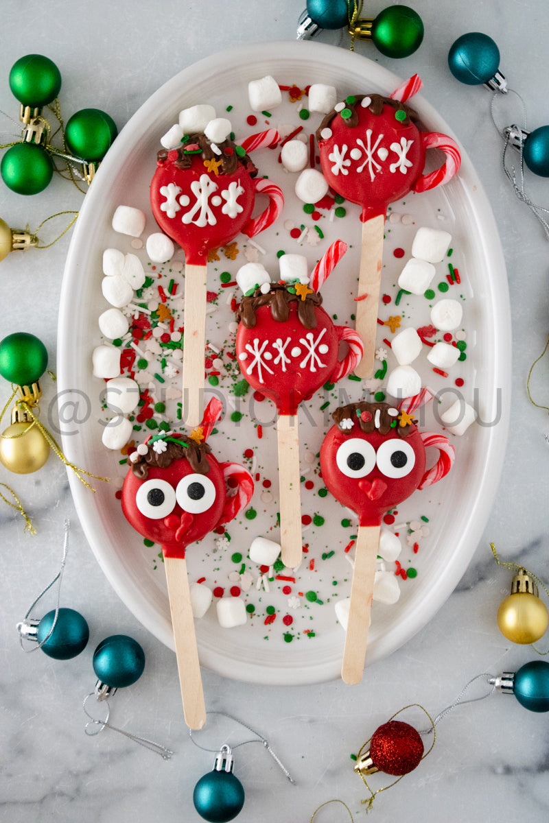 Semi-Exclusive Hot Cocoa Oreo Pop on Marble