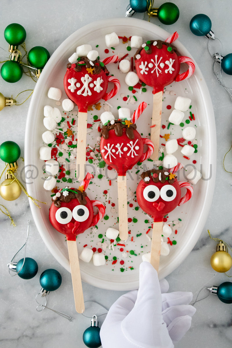 Semi-Exclusive Hot Cocoa Oreo Pop on Marble