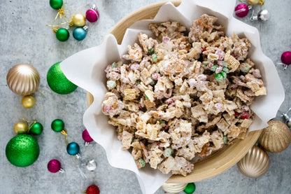 Semi-Exclusive Christmas Chex Mix on Concrete