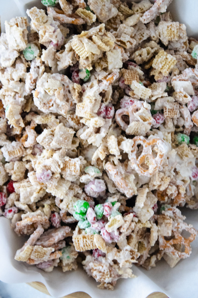 Semi-Exclusive Christmas Chex Mix on Marble