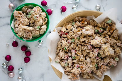 Semi-Exclusive Christmas Chex Mix on Marble