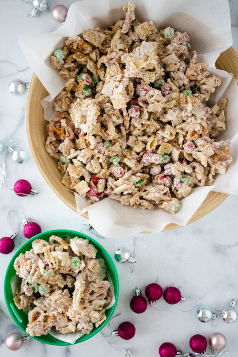 Semi-Exclusive Christmas Chex Mix on Marble