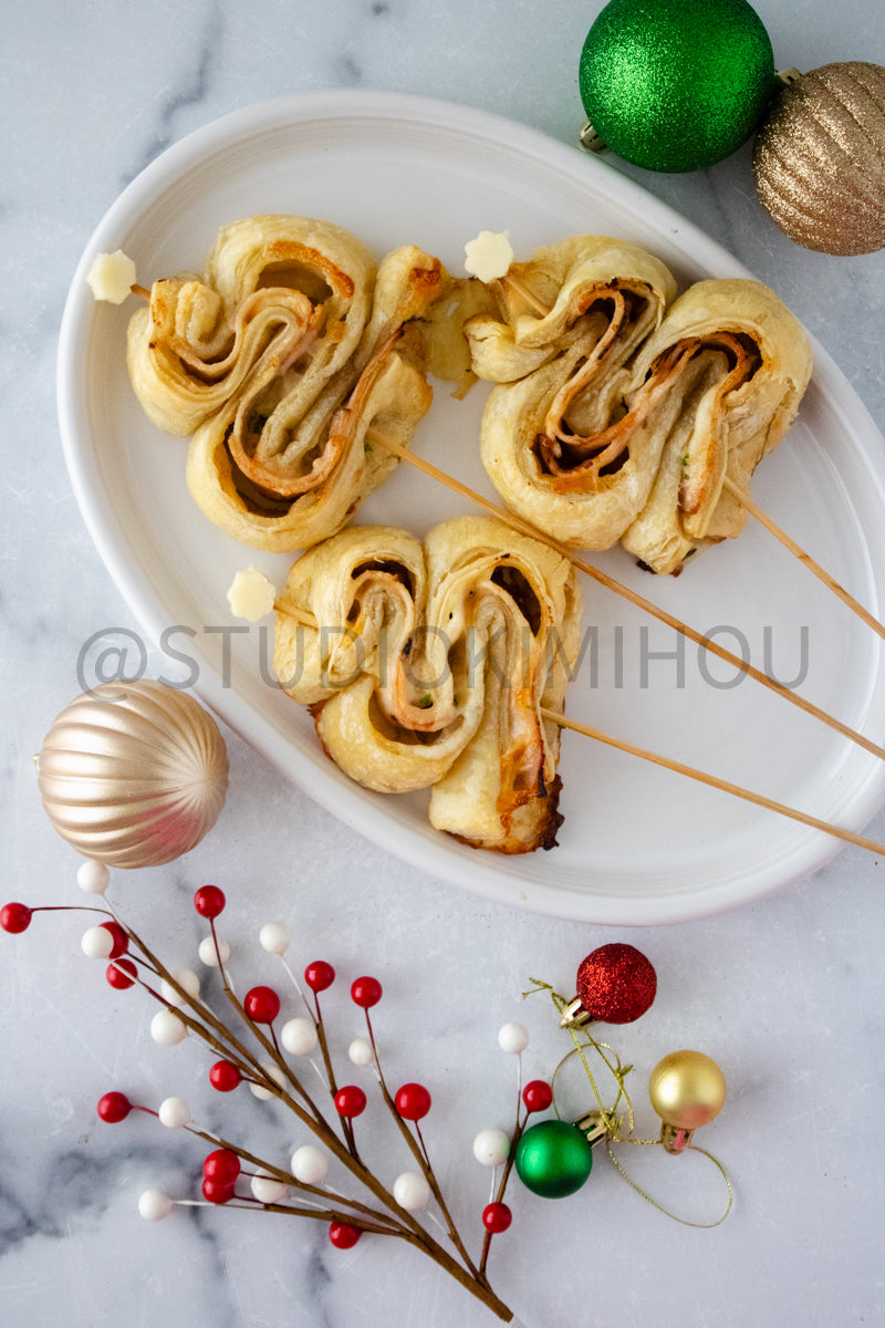 Semi-Exclusive Christmas Tree Turkey Puff Pastry on Marble