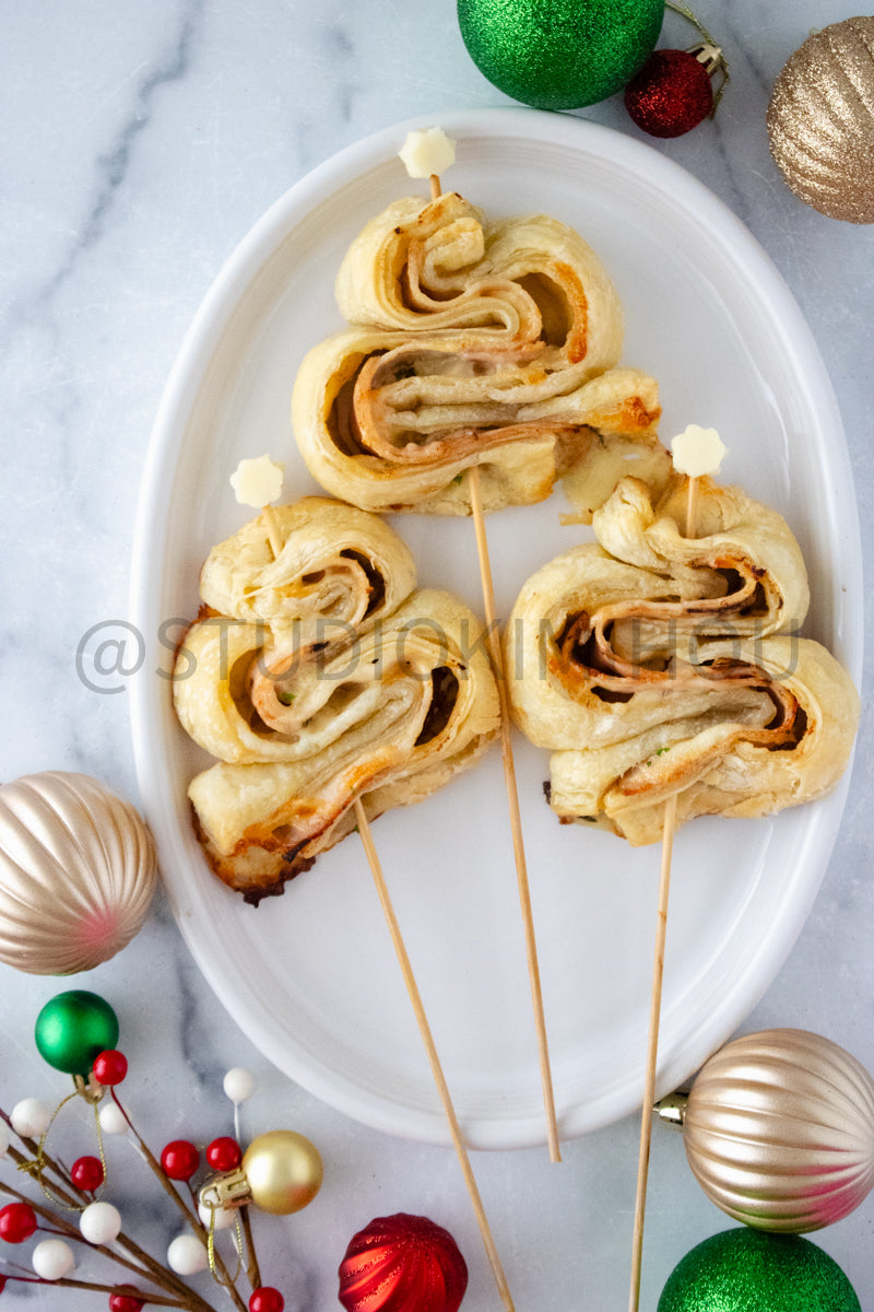 Semi-Exclusive Christmas Tree Turkey Puff Pastry on Marble