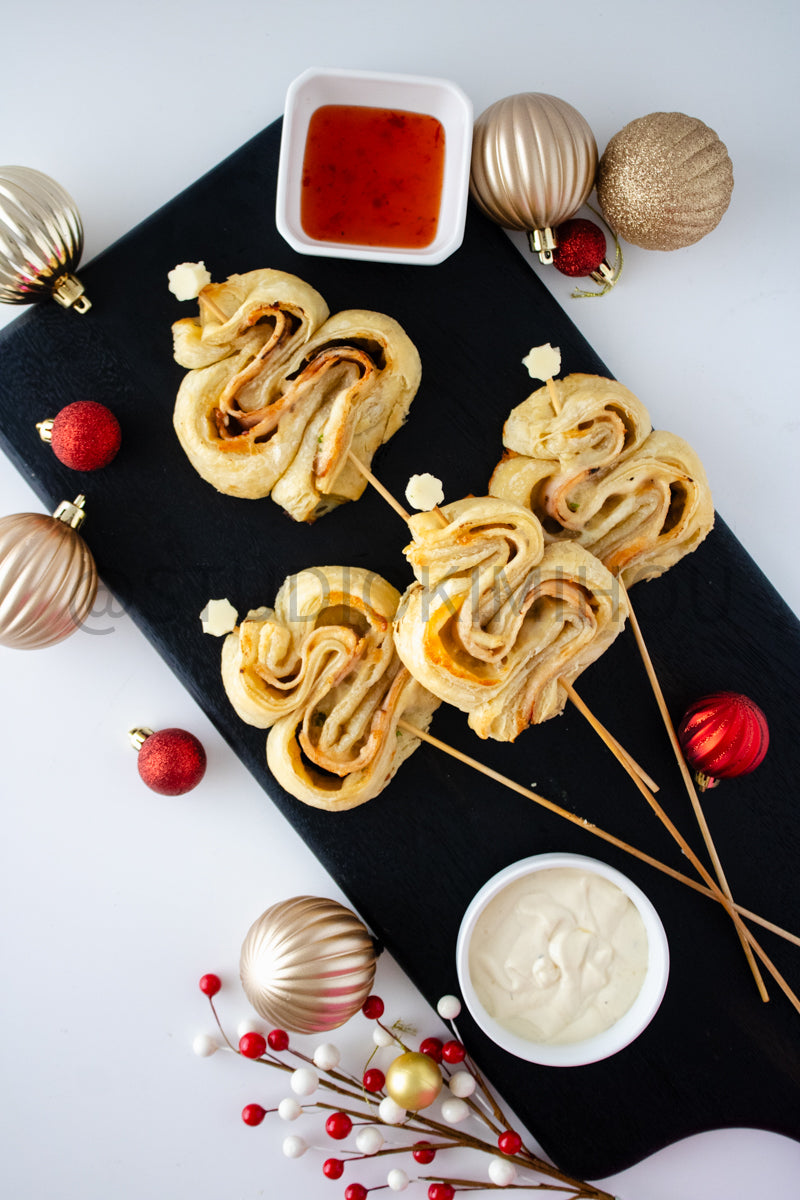 Semi-Exclusive Christmas Tree Turkey Puff Pastry on White