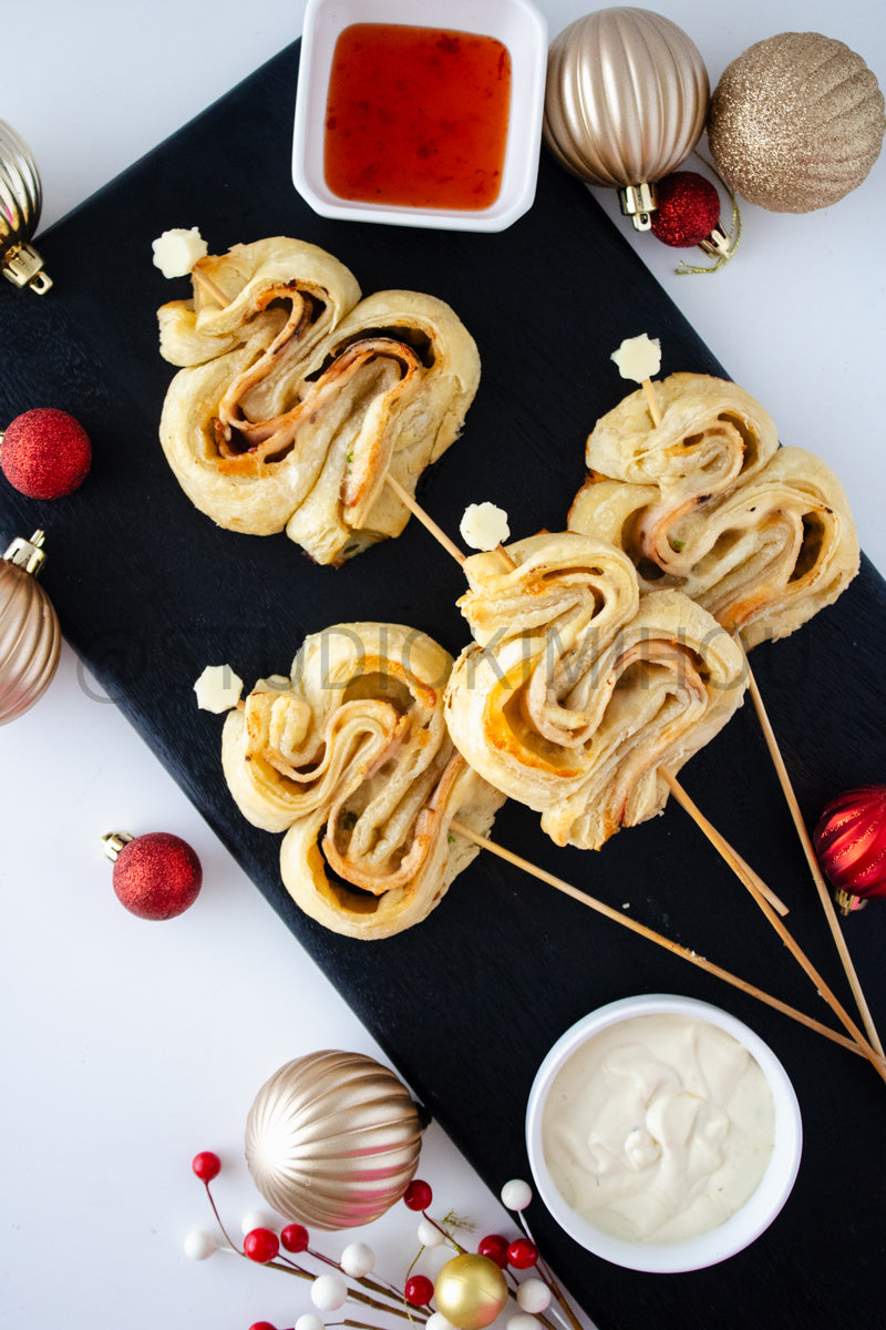 Semi-Exclusive Christmas Tree Turkey Puff Pastry on White