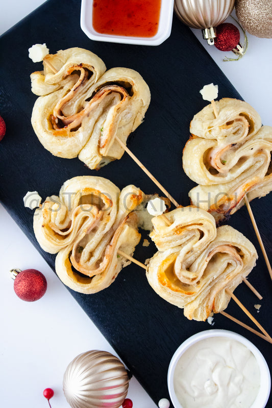 Semi-Exclusive Christmas Tree Turkey Puff Pastry on White