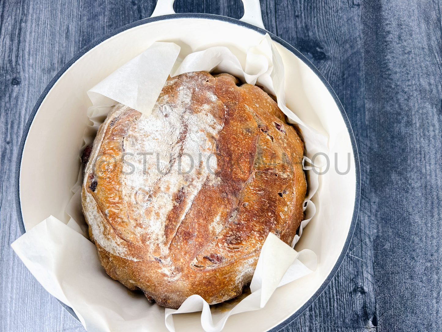 Semi-Exclusive Orange Cranberry Walnut Sourdough on Weathered Wood