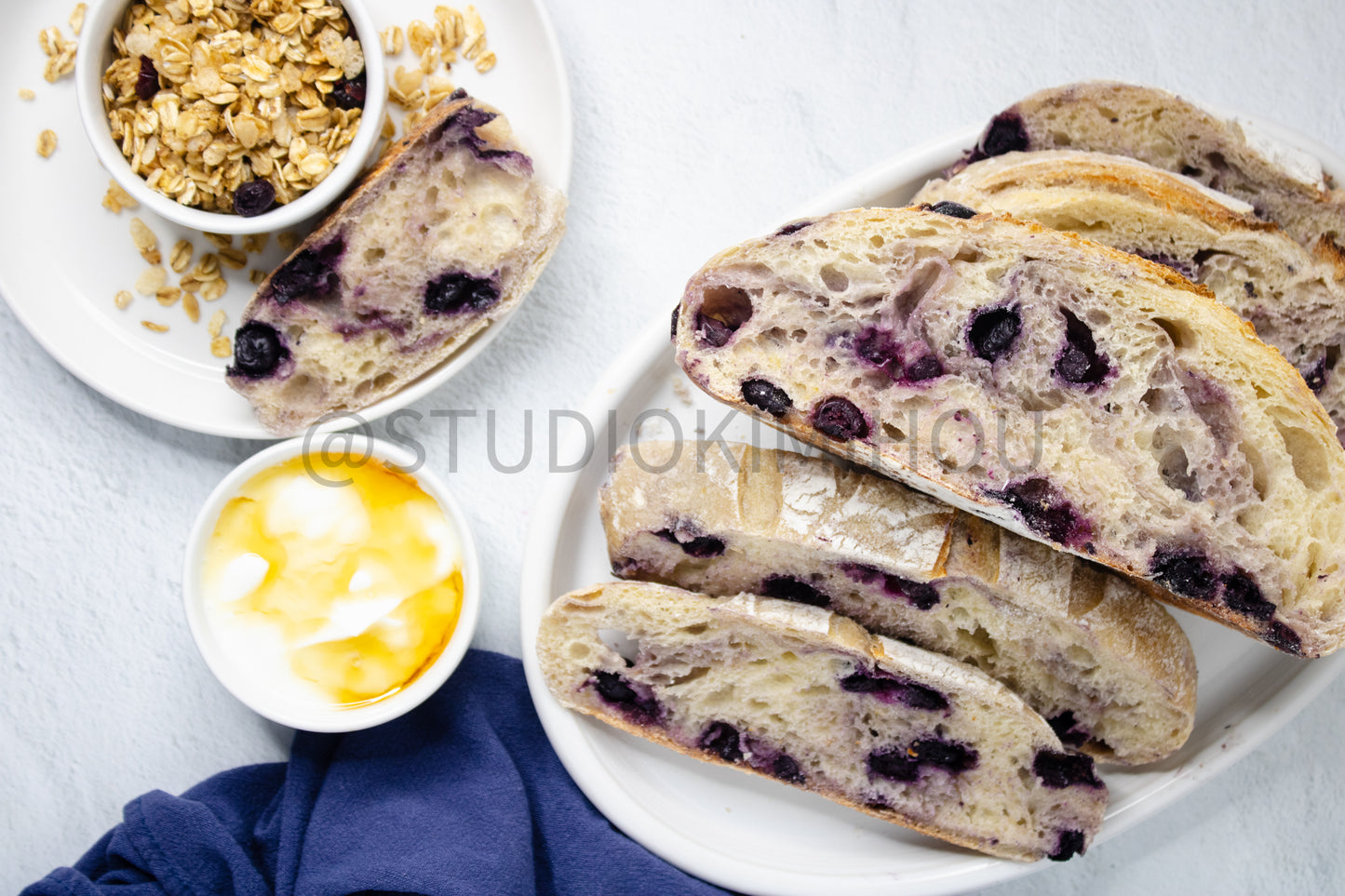 Semi-Exclusive Blueberry Sourdough Bread on Marble