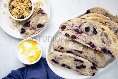 Semi-Exclusive Blueberry Sourdough Bread on Marble