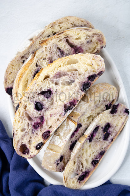 Semi-Exclusive Blueberry Sourdough Bread on Marble