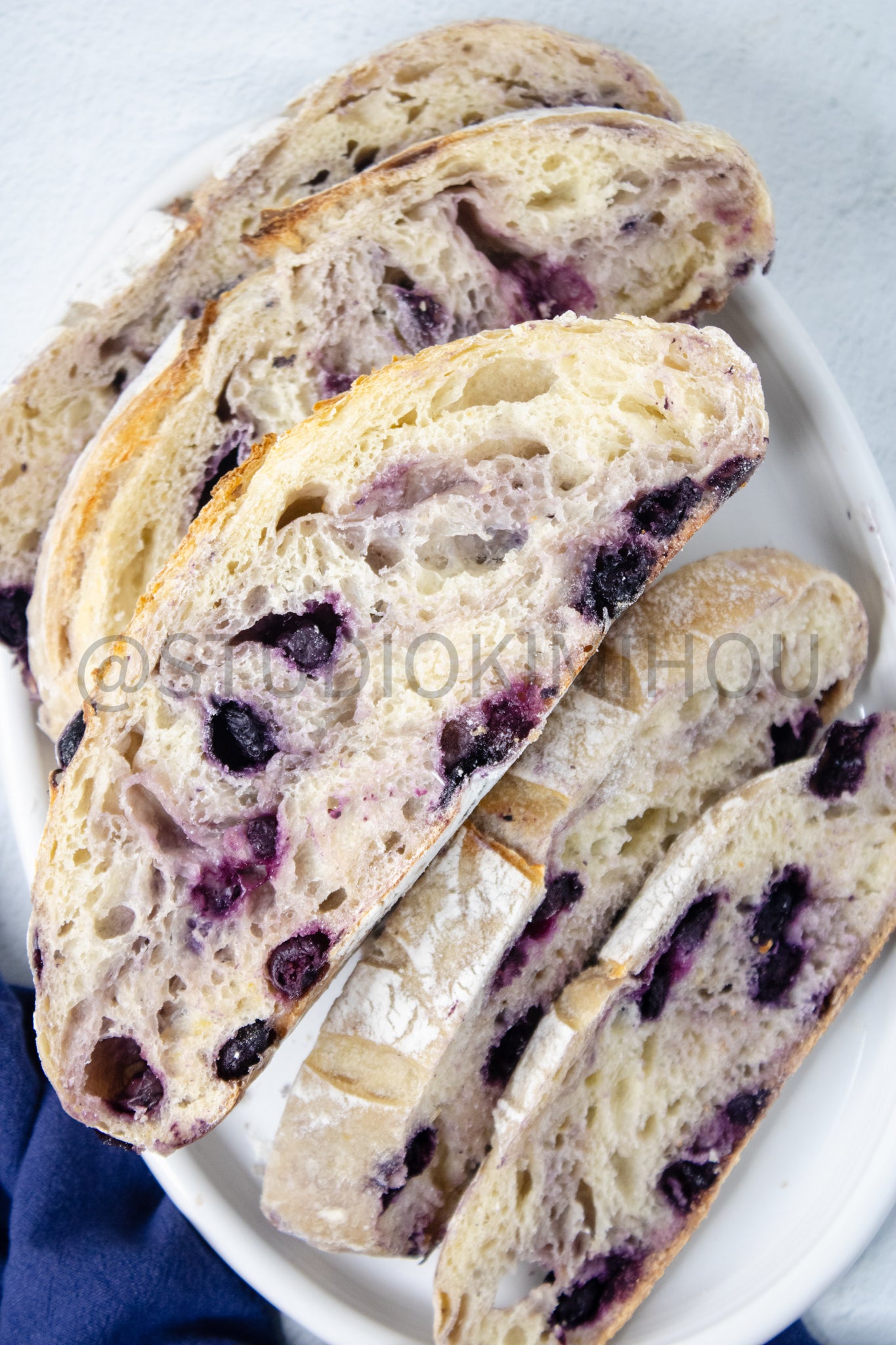 Semi-Exclusive Blueberry Sourdough Bread on Marble