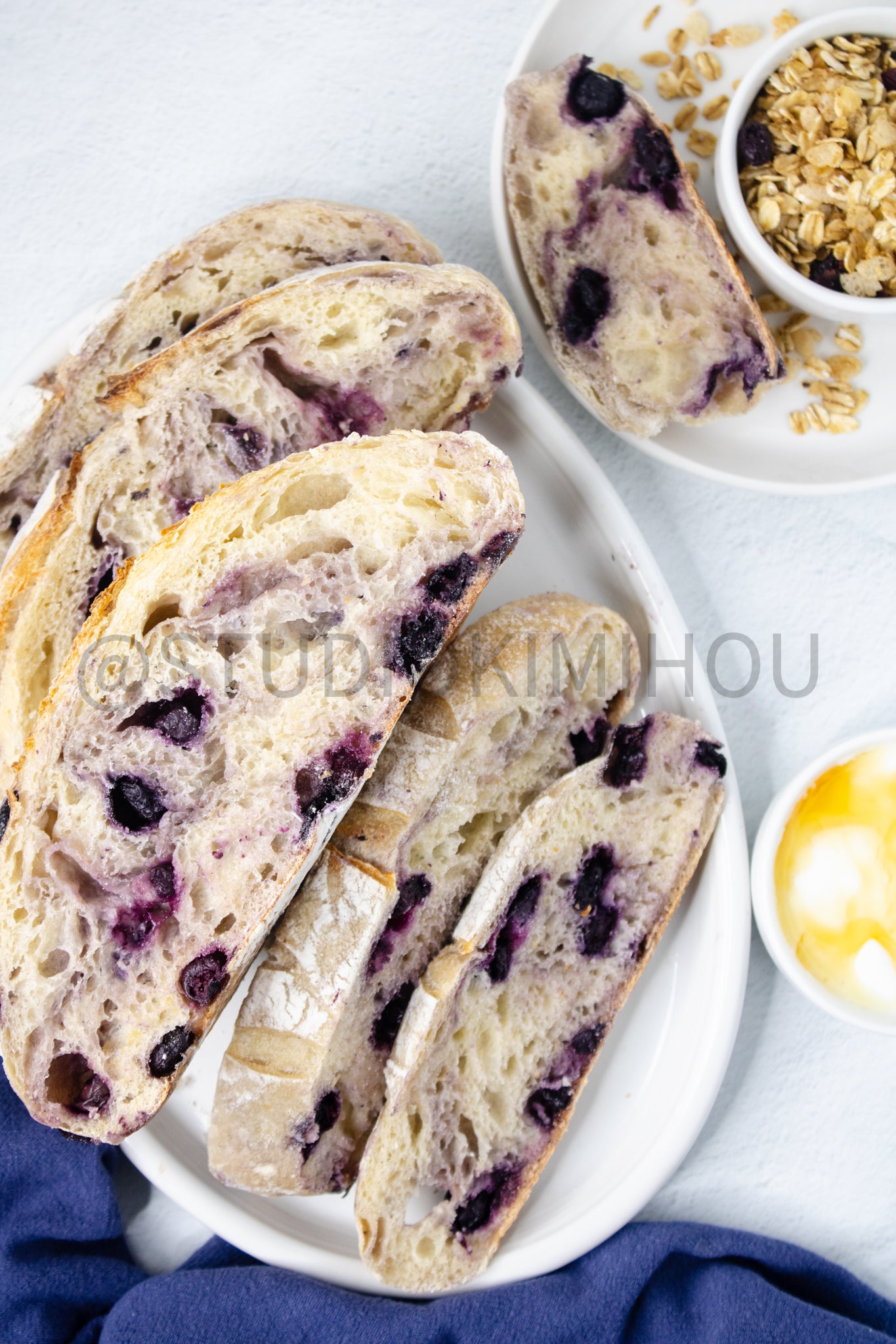 Semi-Exclusive Blueberry Sourdough Bread on Marble