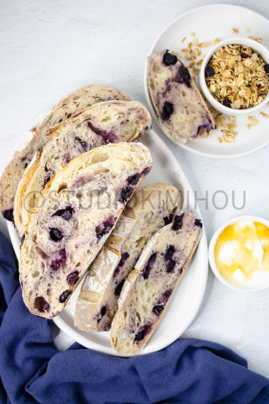 Semi-Exclusive Blueberry Sourdough Bread on Marble