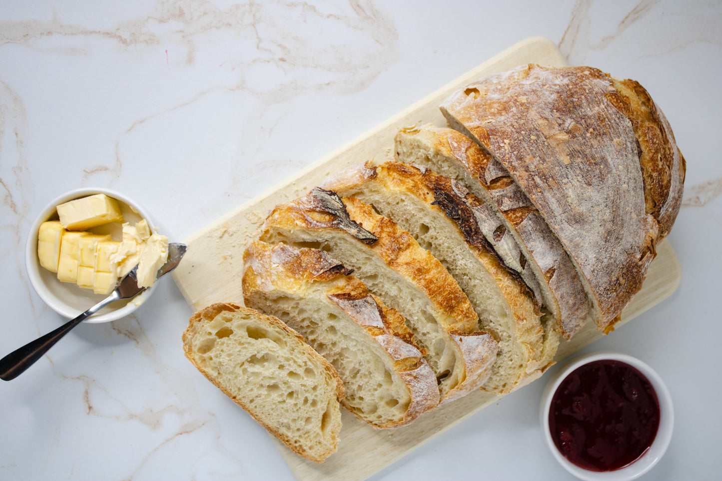 Semi-Exclusive Sourdough Bread on Champagne Marble