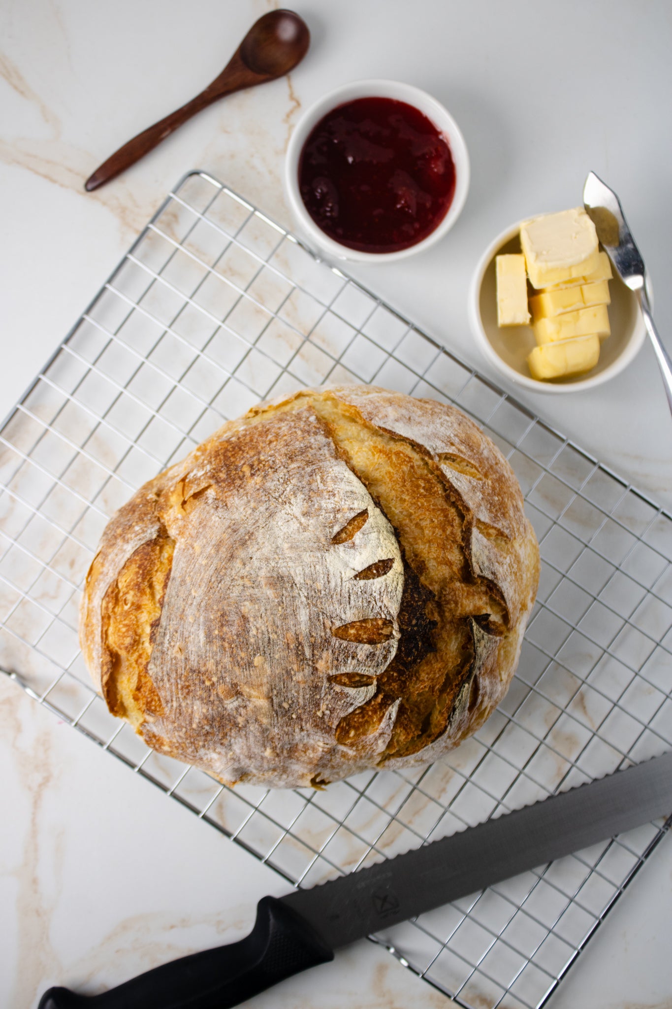 Semi-Exclusive Sourdough Bread on Champagne Marble